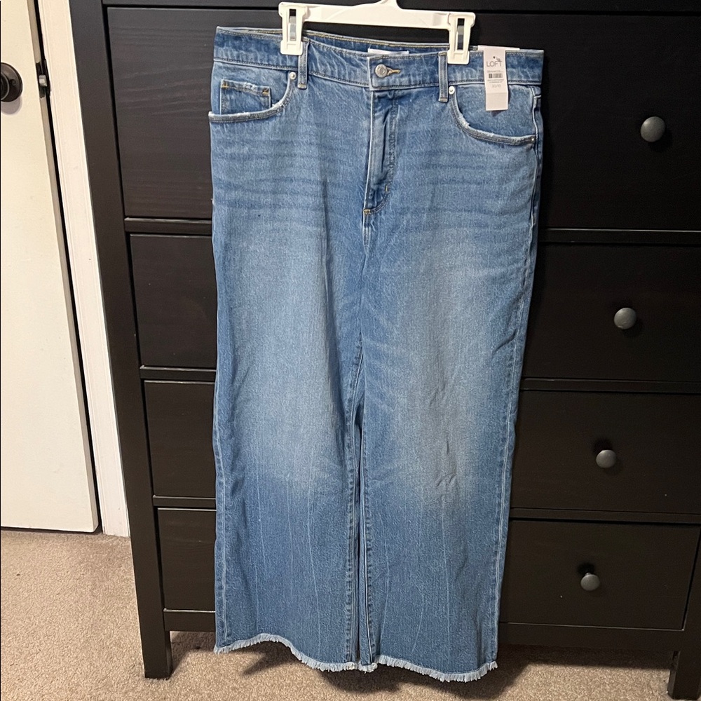 Women’s Light Blue Denim Jeans, wide leg crop